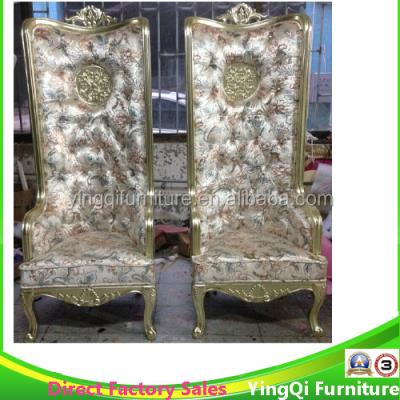 China New Design Solid Wood Wooden Back King And Flowery Queen High Chairs For Sale for sale