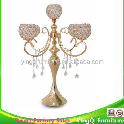 China 5am ​​Candelabras de Crystal Sparkle Crystal Golden to Wedding Table Centerpieces for sale