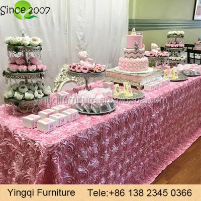 China Soft Pink Rosette Wedding Cake Table Cloth for sale