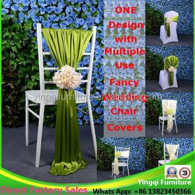 China Fancy Hot Selling Organza Flower Universal Ruffled Wedding Chair Covers for sale