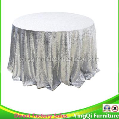 China Cheap Wedding Decor Glitter Sequin Fancy Fancy Silver Tablecloth For Wedding Party for sale