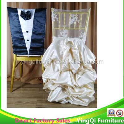 China No Need Iron Customized Wedding Banquet Chair Cover For Bride And Groom for sale