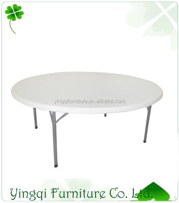 China Lightweight Used Wholesale Round Plastic 6ft 10 or 12 seater Fold-in-Half Table for sale