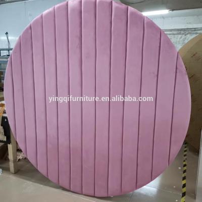 China Wedding Stage Decoration Wedding Decoration Velvet Pink Round Acrylic Backdrop for sale