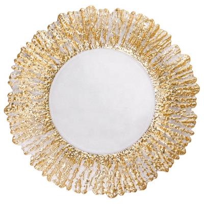 China Colorful Ice Crystal Wedding Decoration Gold Underplates for sale