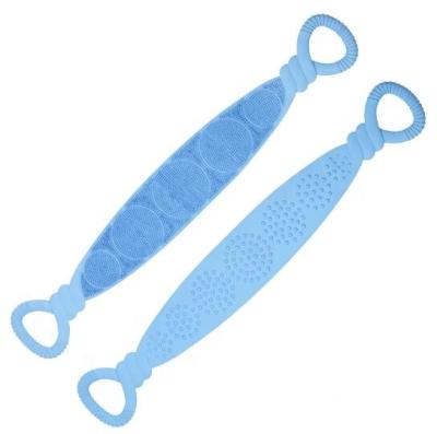 China EXFOLIATE Blue Double Sides Exfoliating Back Scrubber Cleaning Shower Durable Bath Belt for sale