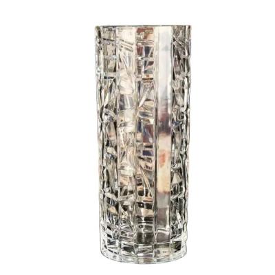 China Traditional High Quality Handcrafted Tall Blown Glass Vase Cylinder Clear Flower Vase for sale