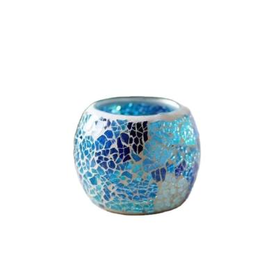 China Mosaic Glass Home Decoration Colored Sconce Tealight Holder With Mosaic Covering for sale