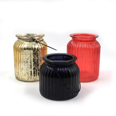 China High quality home decoration hanging candle jar tealight glass holder with sprayed color for sale