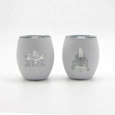 China ALL Mercury egg shape candle holder tealight wholesale electroplating glass holder with OEM logo for sale