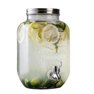 China 1.5 Gallon 5L Viable High Quality Clear Glass Cold Beverage Dispenser Glass Jar With Tap MOQ 1 Piece for sale