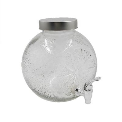 China Wholesale Viable Orange Shape Clear Juice Jar Glass Drink Dispenser With Tap for sale