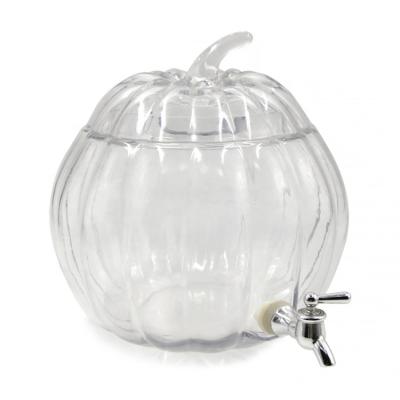 China Wholesale High Quality Sustainable Shape Clear Pumpkin Juice Dispenser Glass Water Bottle With Spindle for sale