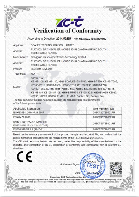 CE - Dongguan Kaishuo Electronic Technology Co., Ltd.