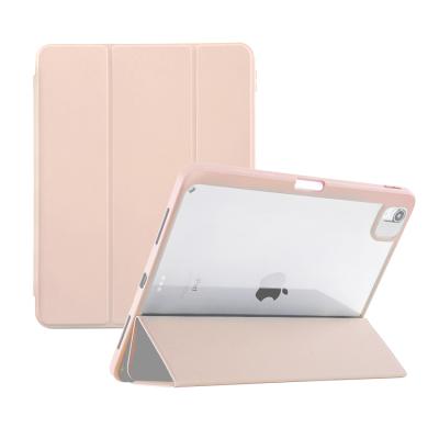 China Durable Transparent Acrylic TPU PC Back Cover Tablet Leather Case with Pencil Holder for iPad 8th Gen 10.2 inch for sale