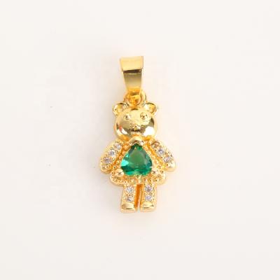 China Factory Wholesale Cute Fashion High Quality Brass Zircon Inlaid Cute Bear Pendant Jewelry Pendant for sale