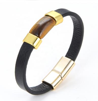 China 2021 Tiger Eye Leather Men's Bracelet Men's Jewelry Watch Men's Rope Bracelet punk Bracelet Punk Style for sale