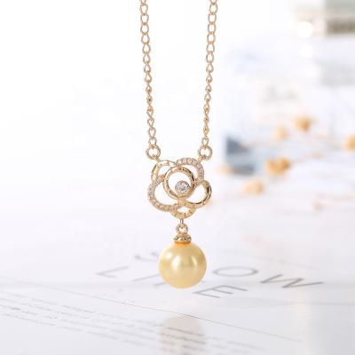 China Europe and America pearl necklace ladies gold pearl inlaid jewelry 925 silver gold plated pearl chain necklace for sale