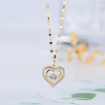 China Medium Diamond is Mobile 925 Sterling Silver Necklace 14K Gold Plated Sterling Silver Diamond Active Heart Necklace for sale