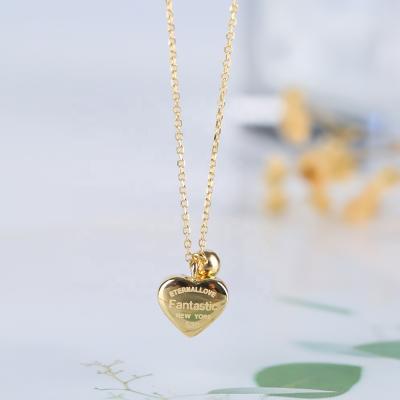 China Europe and America 925 Sterling Silver Necklace 14K gold plated sterling silver heart pendant necklace for sale