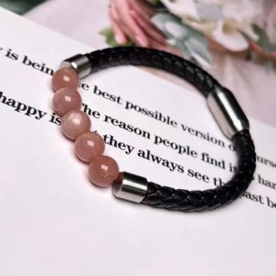 China Gem Magnet Clasp Unisex Stainless Steel Bracelet 2021 Europe and America Sun Hot Selling Stone Jewelry Watch Bracelet for sale