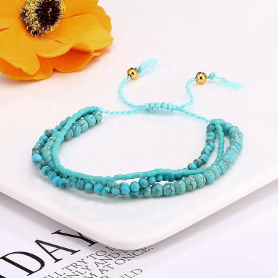 China 2021 Europe and America bracelet fashion jewelry watch unisex DIY woven turquoise around the bead bracelet women's bracelet for sale