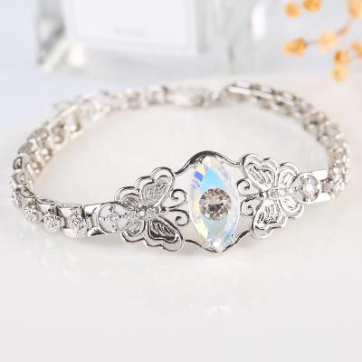 China 2021 Fashion jewelry factory wholesale eye bracelet new color diamond-studded silver plated evil eye bracelet for sale