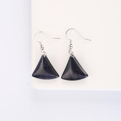 China FASHIONABLE blue sandstone earrings 2021 new triangle dangle earrings silver plated inlay fashion earrings for sale