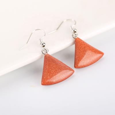 China FASHIONABLE sands stone earrings 2021 new triangle dangle earrings silver plated inlay fashion earrings for sale