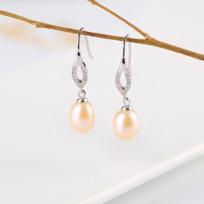 China CLASSIC 925 Silver Natural Freshwater Pearl Inlay 925 Sterling Silver PEARL EARRINGS for sale