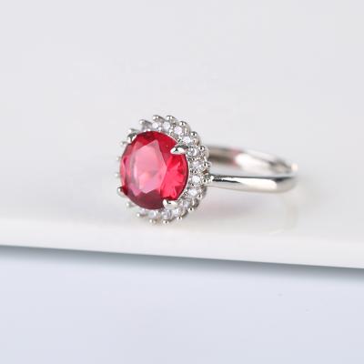 China Handmade Red Glass Crystal DIY 925 Adjustable Women's Ring Silver Diamond Ring for sale