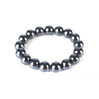 China Magnetic Luminous Black Hematite Round Beads Simple Circle Accessories Punk Bracelet Non for sale