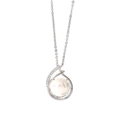 China Water Drop Pendant Necklace Adjustable Length White Hot Pearl Necklace Diamond Inlaid Necklace 925 Silver Pendant for sale