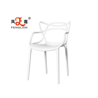 China All Plastic Twists Entangled Back Modern White Stackable Plastic Armchair Dining Chair For Dine for sale