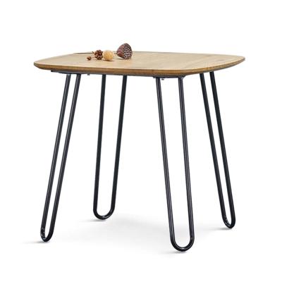 China Modern Nordic Modern Metal Legs Furniture Wooden Cafe Kitchen Round Top Round Dining Table For Restaurant for sale