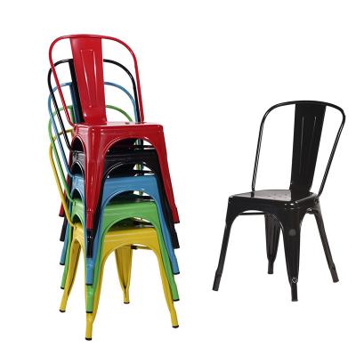 China Fashion Contemporary Colorful Vintage Stacking Metal High Back Dining Chair for sale