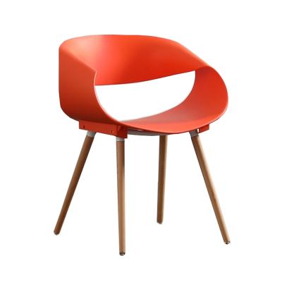 China Wooden Leg Contemporary Nordic Unique Stereo Color Seat Shape Style Optional Plastic Restaurant Chair For Sale Cheap for sale