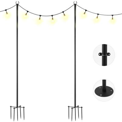 China Height Adjustable 9FT Metal Poles for Outdoor String Lights, Patio Light Pole with 5-Prong for Backyard Garden Bistro Deck Party Holiday for sale