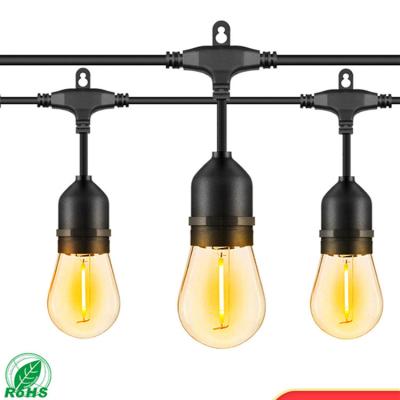 China Pvc or rubber 48FT/24FT 15 hanging sockets IP65 LED String Lights Outdoor for sale