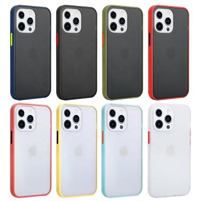 China iPhone 13 Mini 12 11 Pro Matte Phone Cover For Button Color TPU PC Max 2 Shockproof In 1 Smartphone Case For iPhone 13 Pro Max Frosted Case for sale