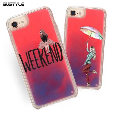 China Hard PC Back With Soft Edge Luxury Neon Sand TPU Glitter Liquid Case For iPhone Xs Max Xr X Luminous Mobile Phone Shell for sale