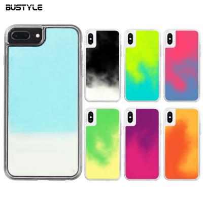 China Eco-friendly Neon Night Glowing Sand Phone Case For iphone 12 pro max luxury colorful cell phone case for iphone 11 pro max for sale