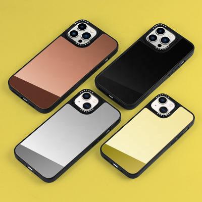 China Shockproof Electroplate Acrylic Color Anti-scratch For iPhone 11 12 13 Pro Max Silver Rose Gold Black Custom Phone Case With Mirror for sale