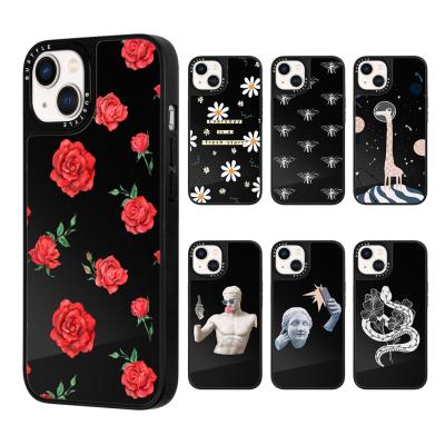 China Shockproof Luxury Plating Make Up Mirror Phone Case For iPhone 13 12 11 Pro Max Xs Custom Design Glass Black Cell Phone Accessories for sale