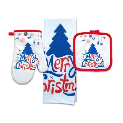 China Wholesale Promotional Heat Resistant Custom Printed Heat Resistant Cotton Oven Gloves and Pot Holder for sale