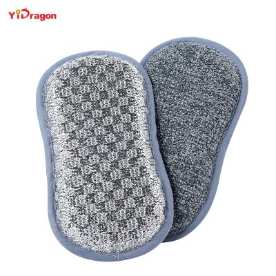 China Viable Double Sided Microfiber Sponge Pad Kitchen Sponge Cleaning Brush Decontamination Cloth for sale