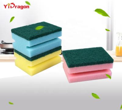 China New Design Durable Non-scratch Colorful Sponge Scourer Kitchen Scouring Pad Roll Cloth Cleaning Sponge Scourer for sale