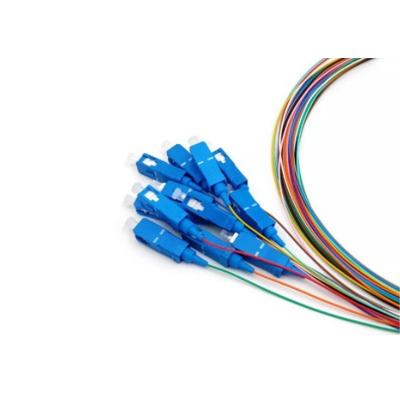 中国 FTTH SC UPC シンプル カラーフルファイバー LSZH/PVC シングルモード SM 12コア ファイバー オプティック ピグテール 販売のため