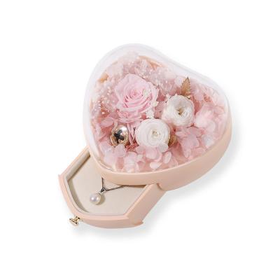 China Heart Shaped Jewelry Packaging Valentine's Day Gift Jewelry Box Gift Box Wedding Companion Gift Jewelry Box With Flower for sale