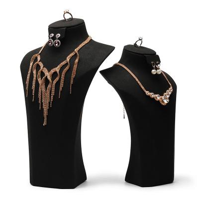 China Jewelry Packaging Customize PU Velvet Jewelry Display Ring Earring Necklace Chain Holder Black With Logo for sale